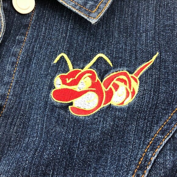 Coogi Denim Jacket Teen Youth Catch The Buzz Bumblebee Red Yellow Size XL - Picture 5 of 12